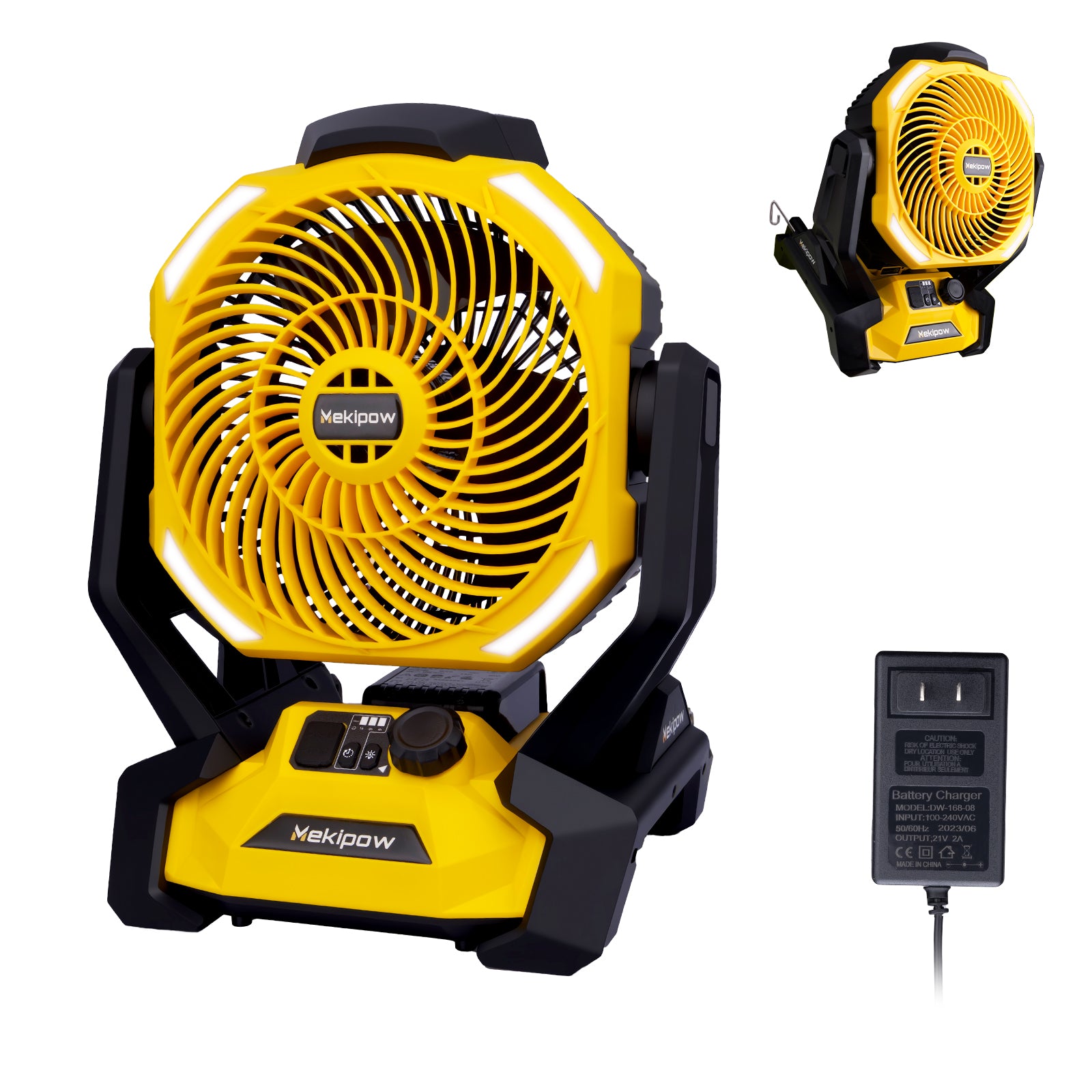MekiPow Cordless Jobsite Fan, Compatible with Dewalt 20V Battery for Outdoor, Camping, Workshops, Office, RV (Battery Not Included)