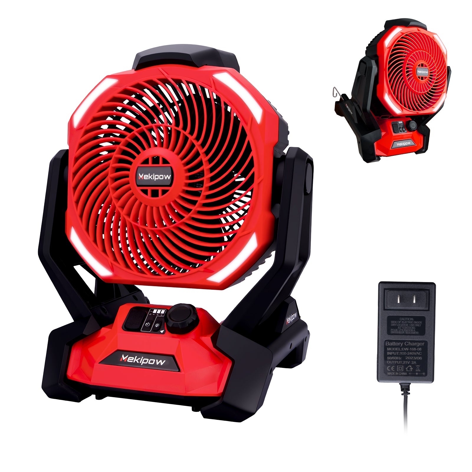 MekiPow Cordless Jobsite Fan, Compatible with Milwaukee 18V Battery for Outdoor, Camping, Workshops, Office, RV (Battery Not Included)