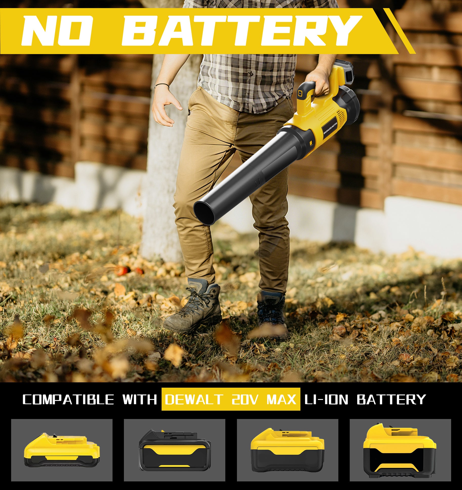MekiPow Cordless Leaf Blower, Compatible with Dewalt 20V Max Battery (Battery Not Included)