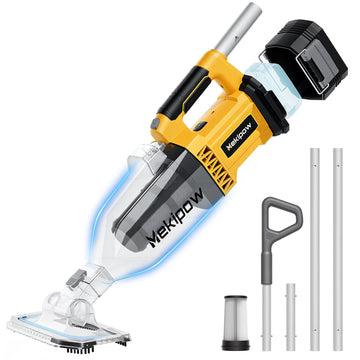 Cordless Handheld Pool Vacuum for Above Ground Pool Compatible for Dewalt 20V Battery, Swimming Leaf Vacuum Cleaner with Suction 18.5 GPM ｜7.5Ft ft Max Reach Ideal for Leaves & Debris (No Battery)