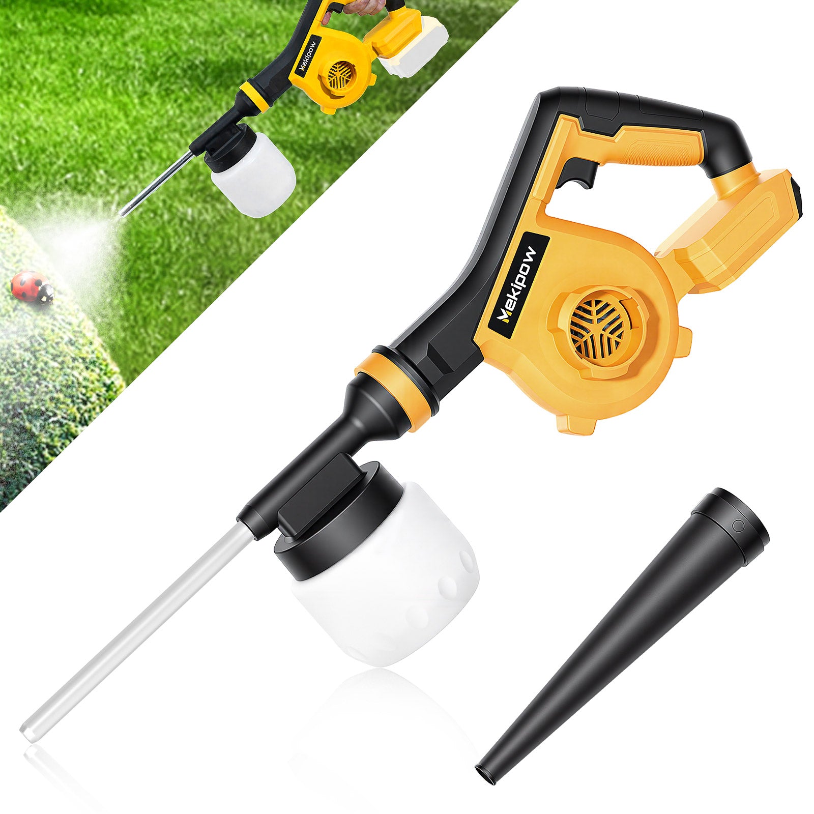 Mekipow Electric Diatomaceous Earth Duster Compatible for DeWalt 20V/60V Battery, Garden Dust Applicator with 800mL Capacity｜Variable Speed, 3 in 1 Diatomaceous Earth Spray/Blower/Vacuum Cleaner (NO Battery)