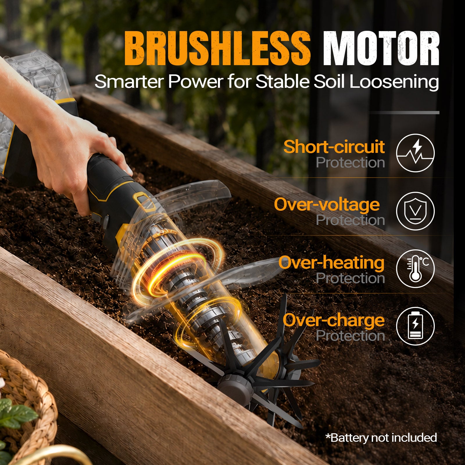 Mini Handheld Tiller Cultivator for Gardening Compatible for Dewalt 20V Battery, Electric Cordless Garden Rototiller for Lawn/Gardening/Soil Cultivation（No Battery）