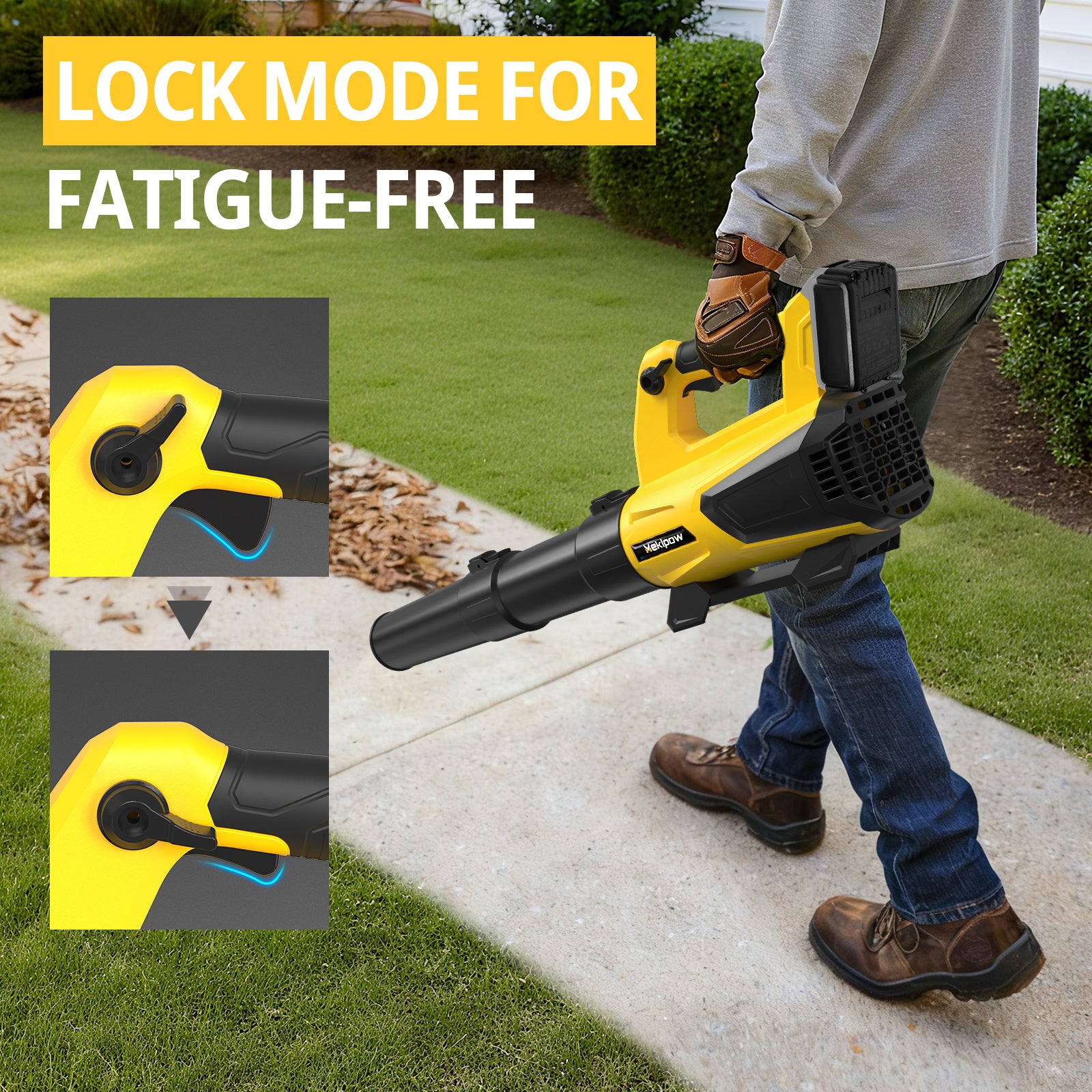 MekiPow Cordless Leaf Blower, Compatible with Dewalt 20V Max Battery 650 CFM Electric Handheld Leaf Blower (Battery Not Included)