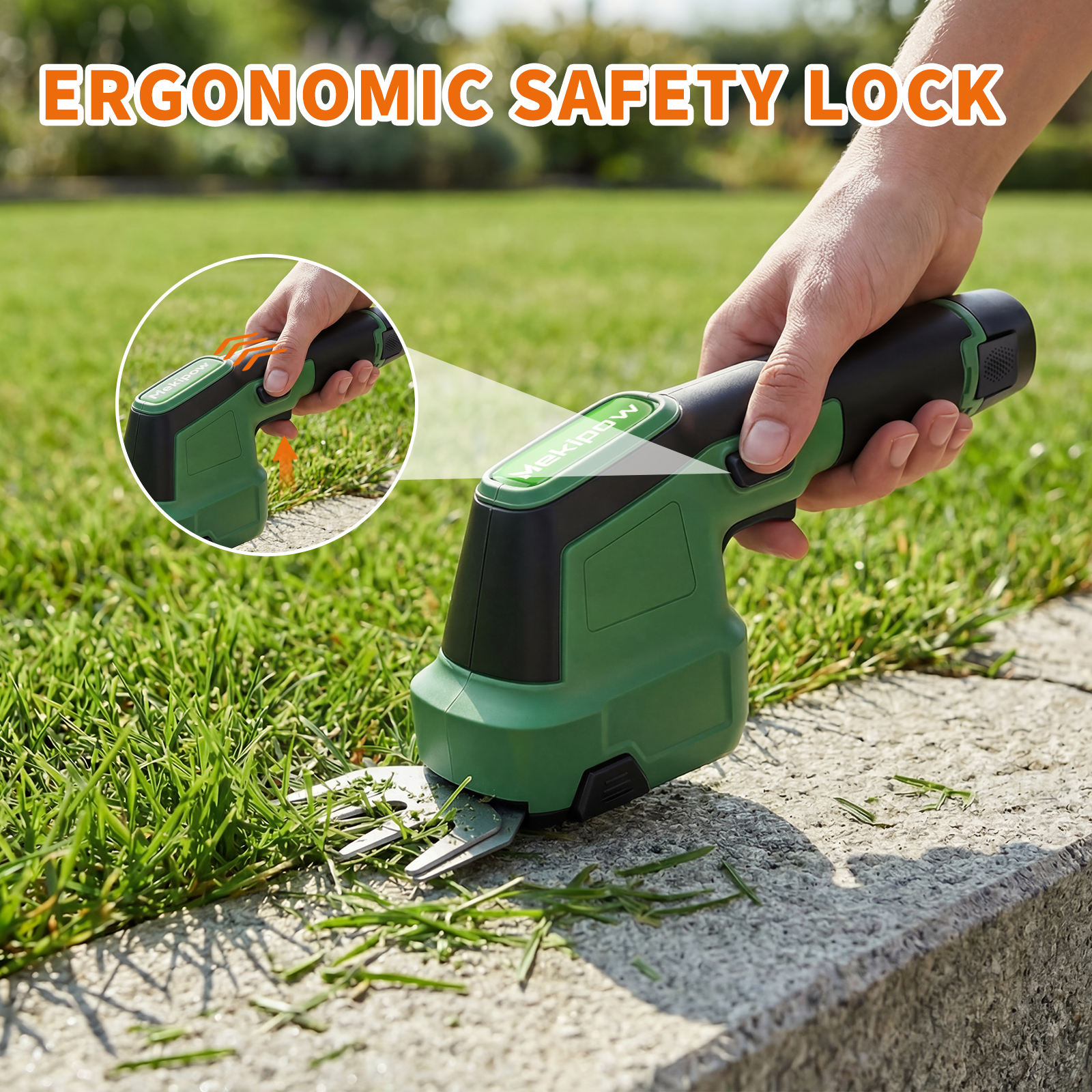 MekiPow Cordless Handheld Grass Trimmer and Mini Hedge Trimmer Kit, 2-in-1 Electric Hedge Trimmer 4.7" Grass Cutter Combo with Brushless Motor, Ultra Long Battery Life with Battery*2 Charger*1