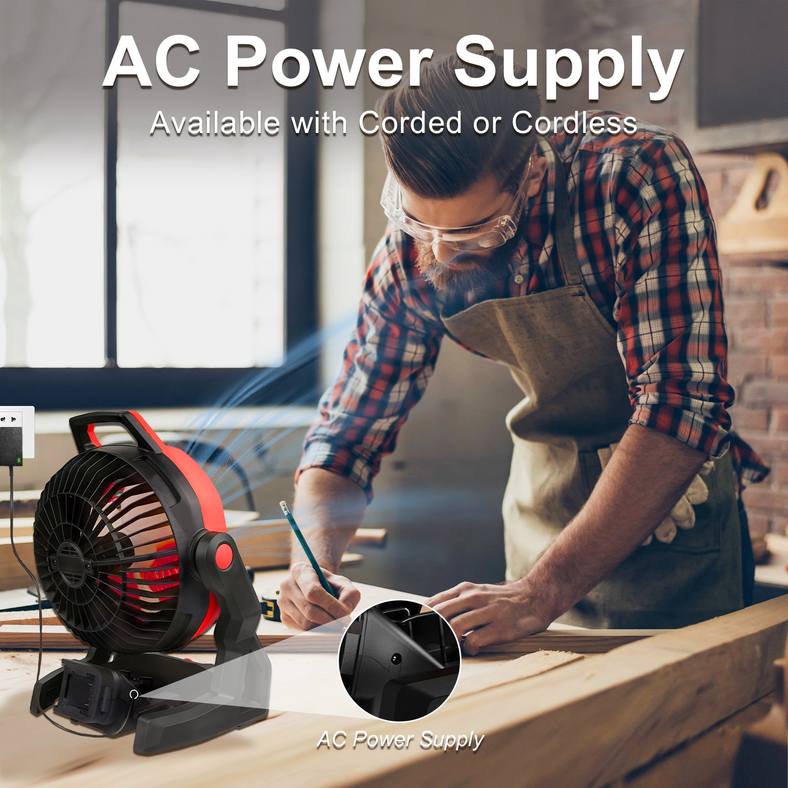 MekiPow Cordless Jobsite Fan, Compatible with Milwaukee 18V Max Battery (Battery Not Included)