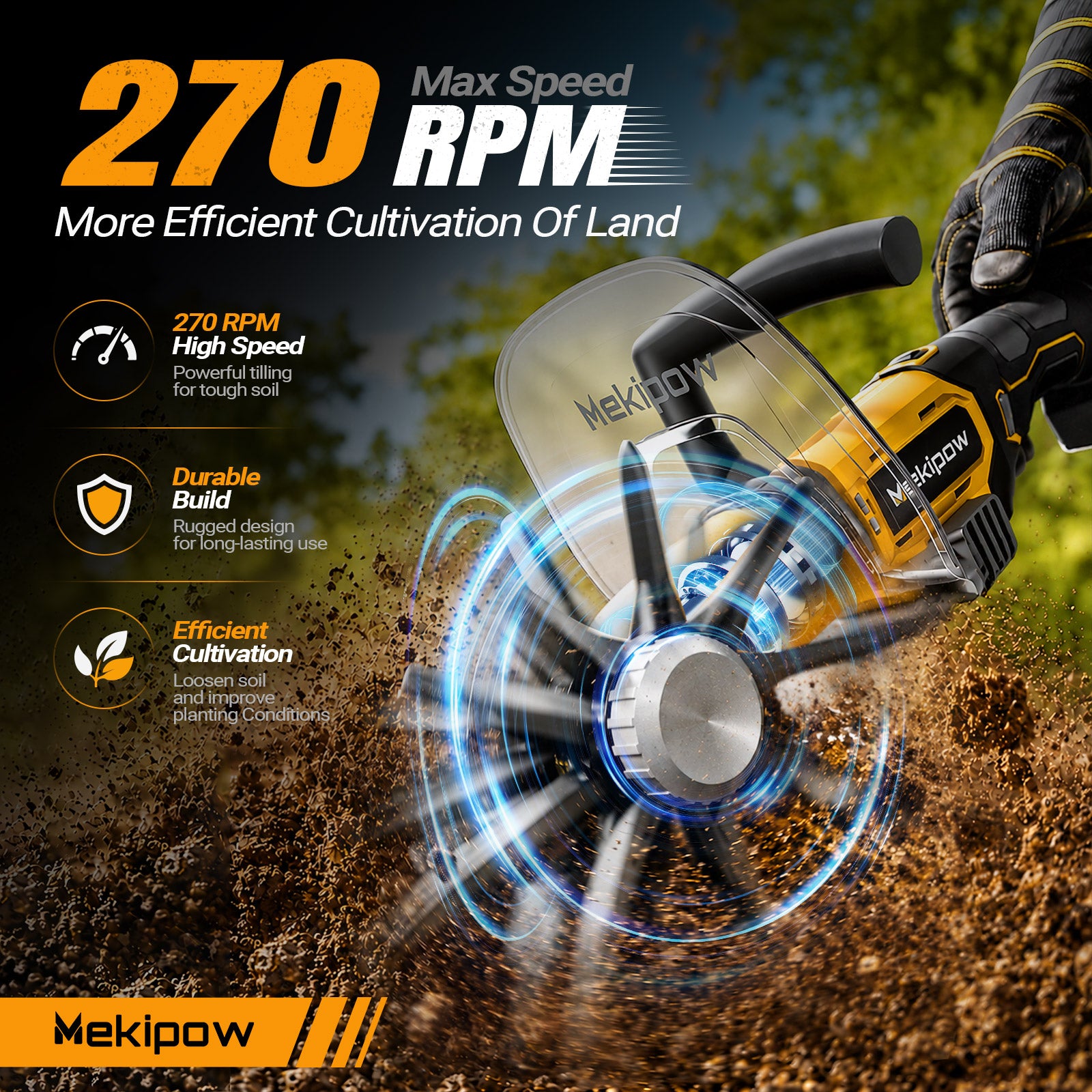 Mini Handheld Tiller Cultivator for Gardening Compatible for Dewalt 20V Battery, Electric Cordless Garden Rototiller for Lawn/Gardening/Soil Cultivation（No Battery）
