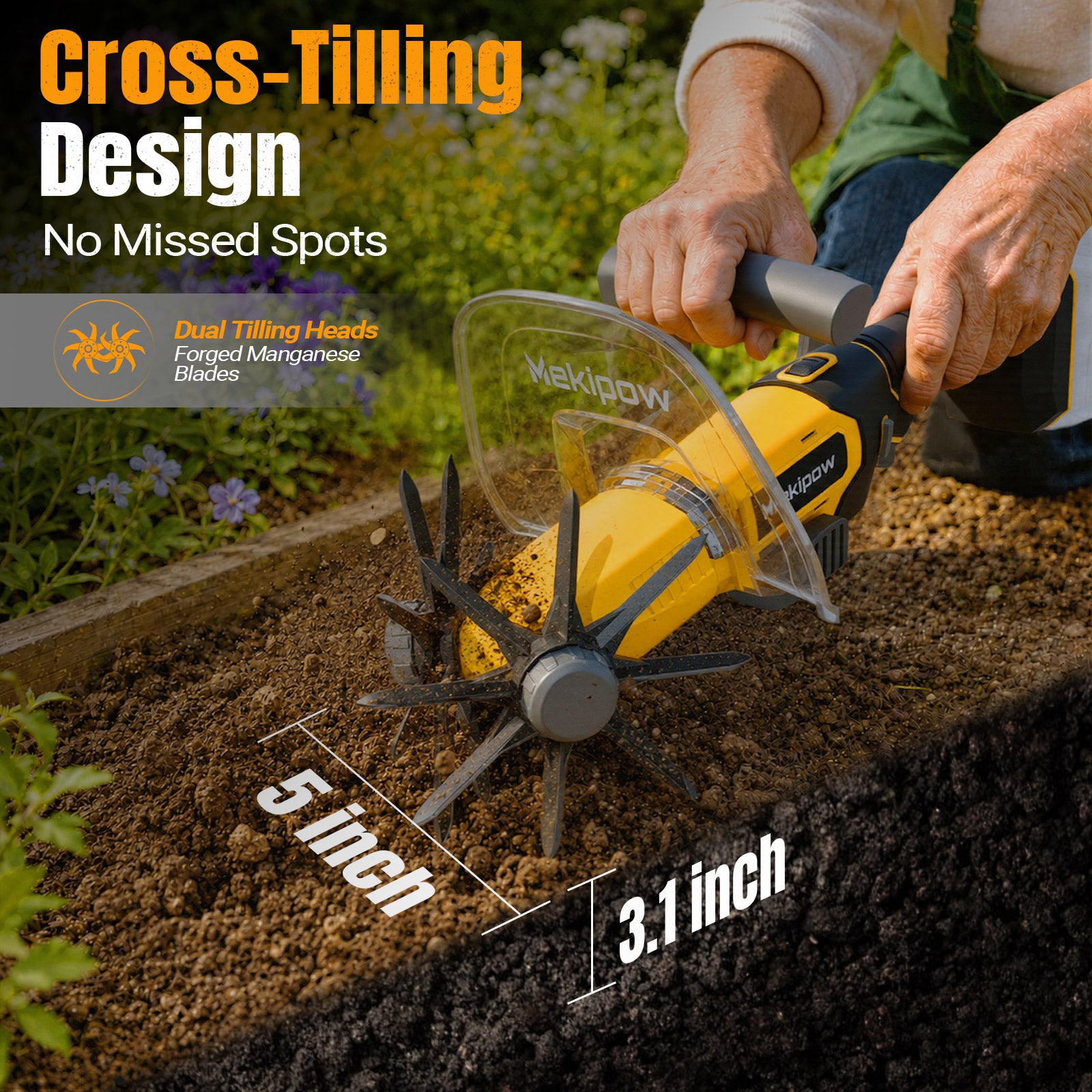 Mini Handheld Tiller Cultivator for Gardening Compatible for Dewalt 20V Battery, Electric Cordless Garden Rototiller for Lawn/Gardening/Soil Cultivation（No Battery）