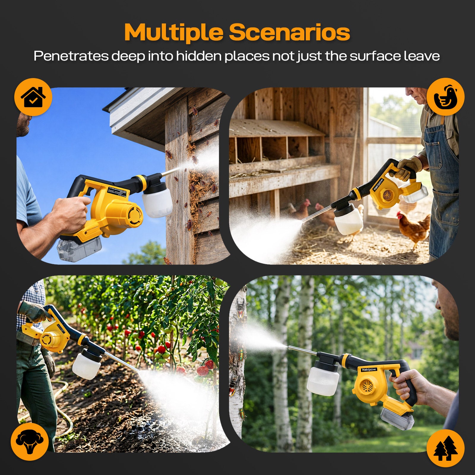 Mekipow Electric Diatomaceous Earth Duster Compatible for DeWalt 20V/60V Battery, Garden Dust Applicator with 800mL Capacity｜Variable Speed, 3 in 1 Diatomaceous Earth Spray/Blower/Vacuum Cleaner (NO Battery)