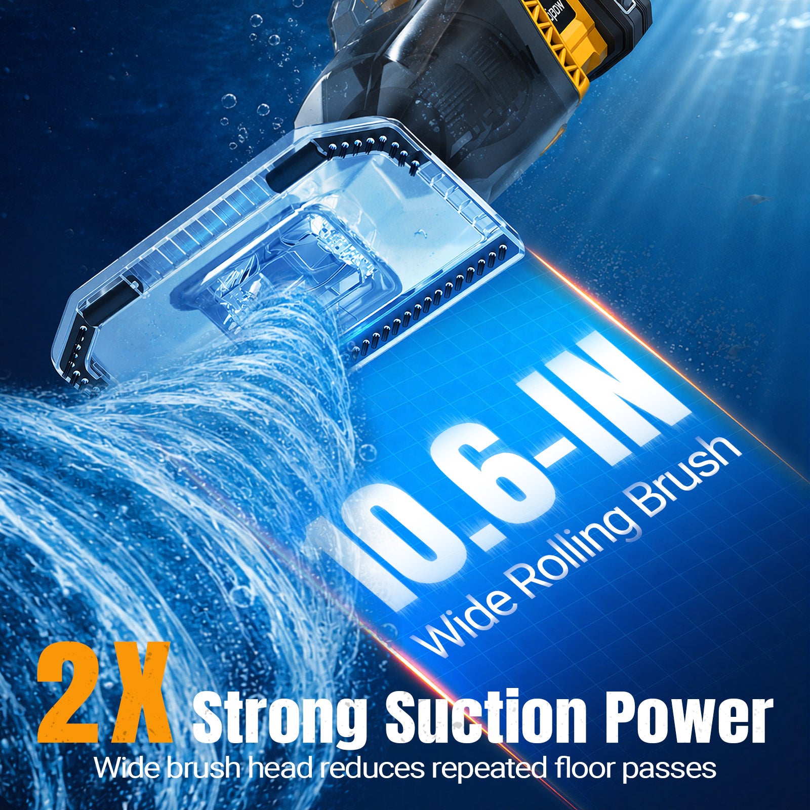 Cordless Handheld Pool Vacuum for Above Ground Pool Compatible for Dewalt 20V Battery, Swimming Leaf Vacuum Cleaner with Suction 18.5 GPM ｜7.5Ft ft Max Reach Ideal for Leaves & Debris (No Battery)