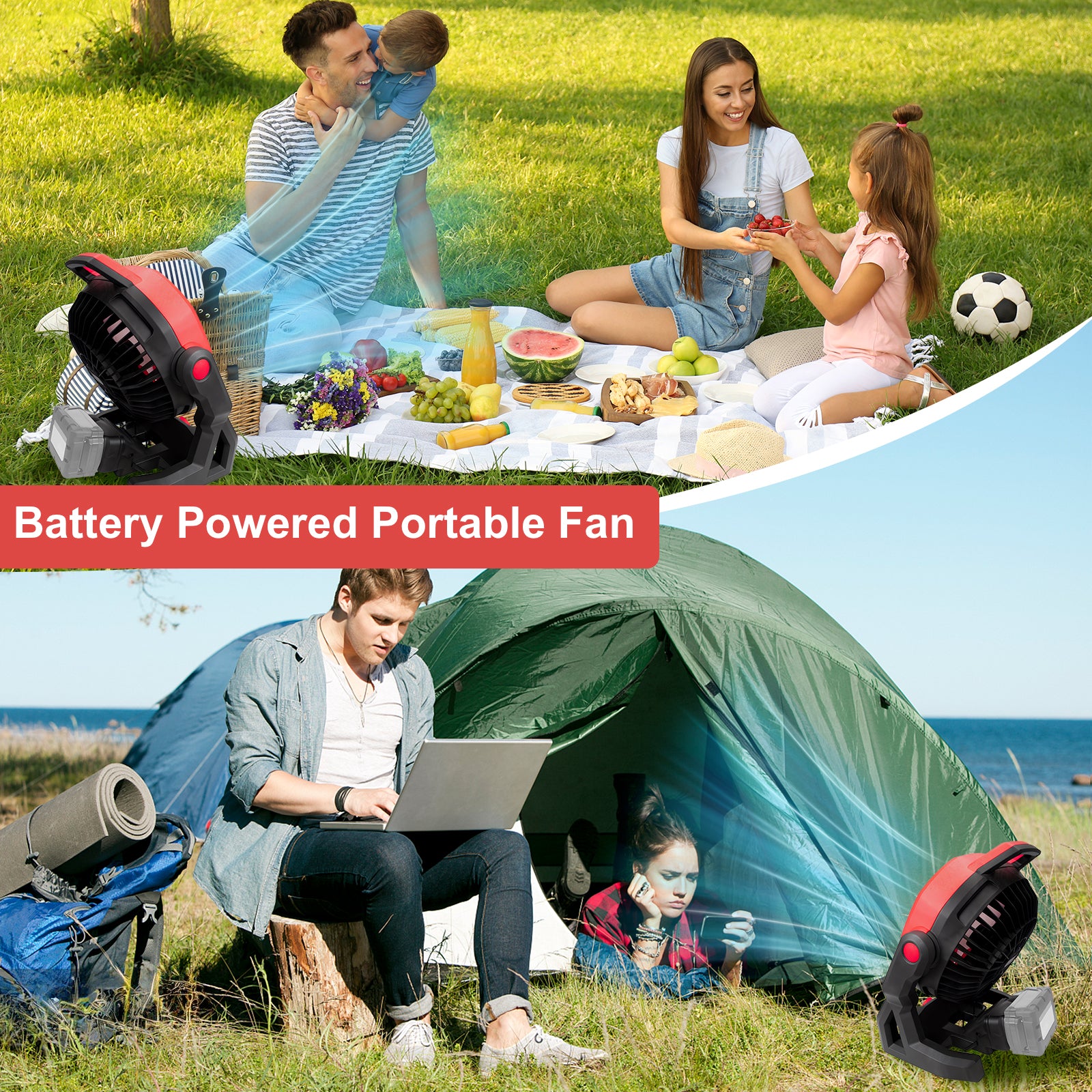 MekiPow Cordless Jobsite Fan, Compatible with Milwaukee 18V Max Battery (Battery Not Included)