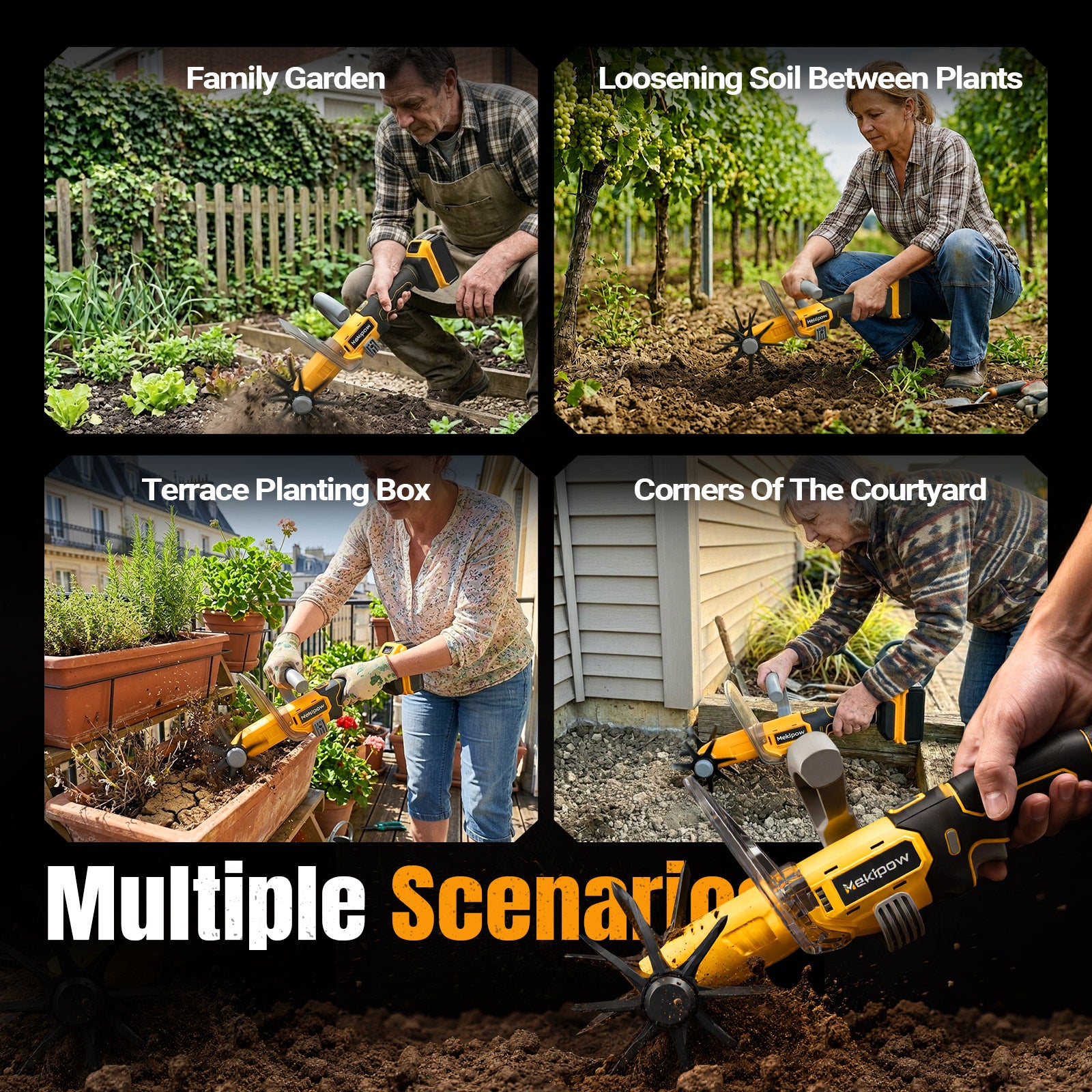 Mini Handheld Tiller Cultivator for Gardening Compatible for Dewalt 20V Battery, Electric Cordless Garden Rototiller for Lawn/Gardening/Soil Cultivation（No Battery）