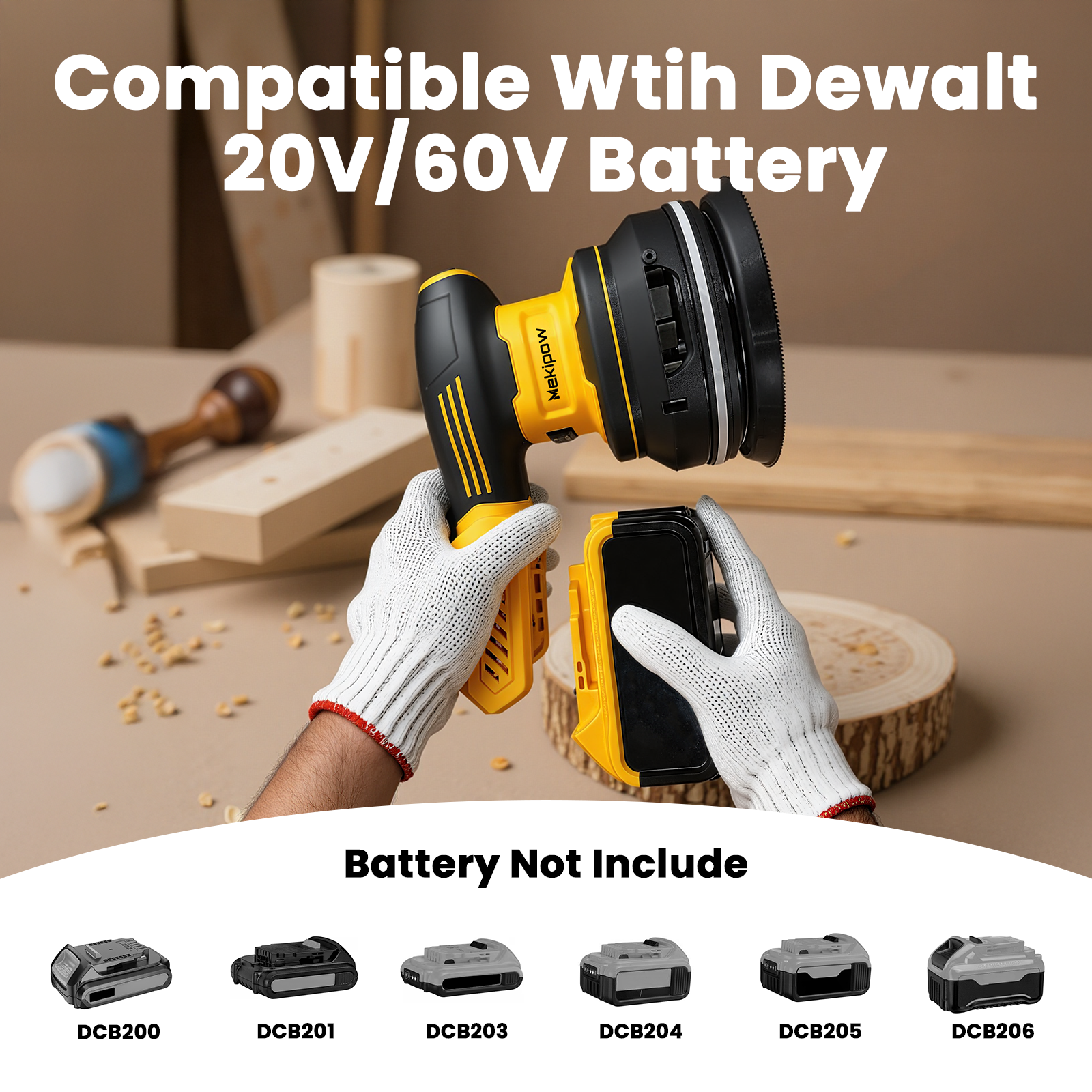 Cordless Brushless Random Orbital Sander, Compatible with Dewalt 20V Battery (Battery Not Included)